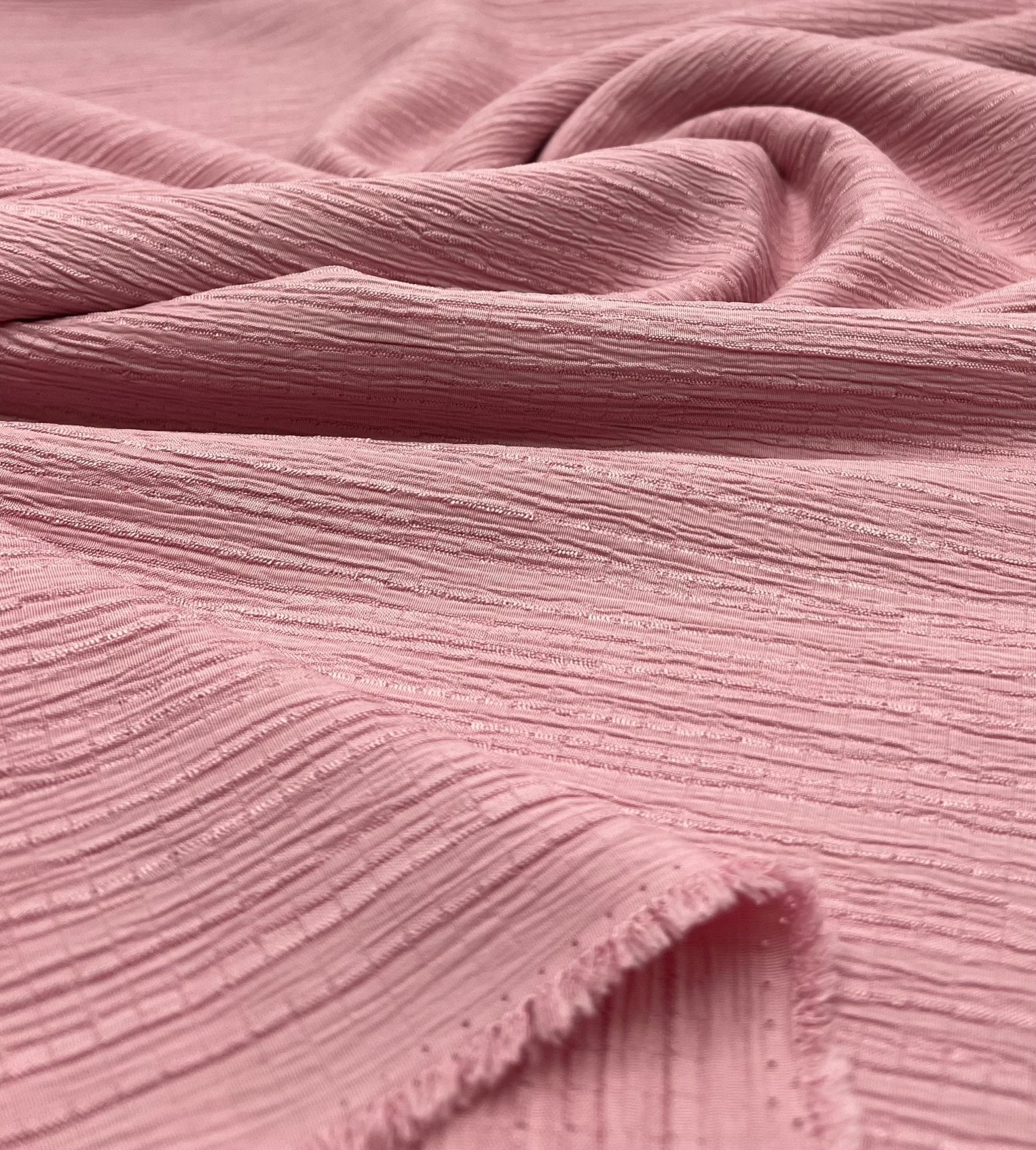 Pink Textured Crinkle Lightweight Non Stretch Fabric - T9 Fabrics