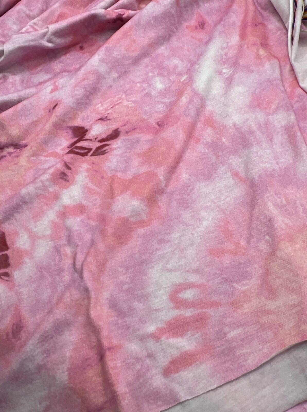 Pink Tie Dye Print Spun Poly Stretch Fabric - T9 Fabrics