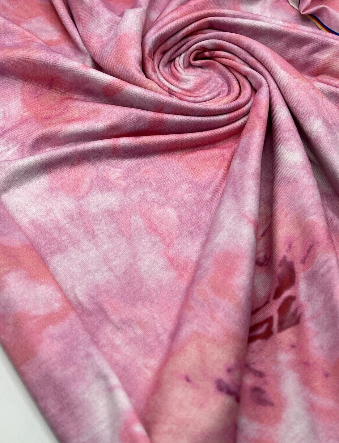 Pink Tie Dye Print Spun Poly Stretch Fabric - T9 Fabrics