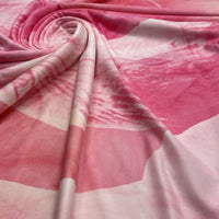 Pink White Print Soft Touch Stretch Fabric - T9 Fabrics