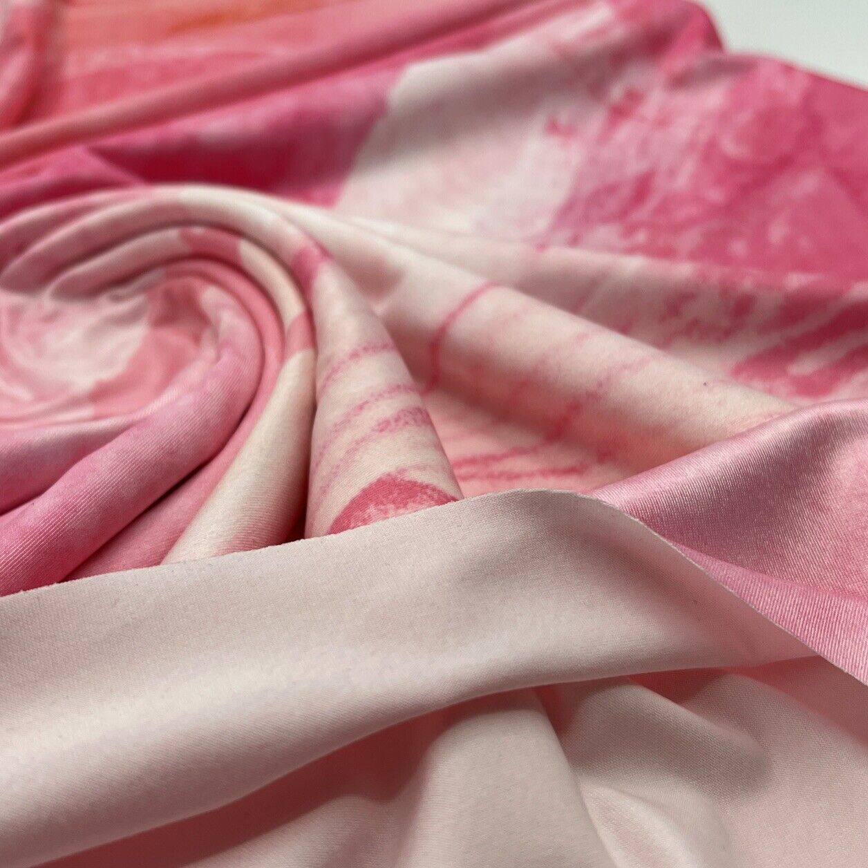 Pink White Print Soft Touch Stretch Fabric - T9 Fabrics