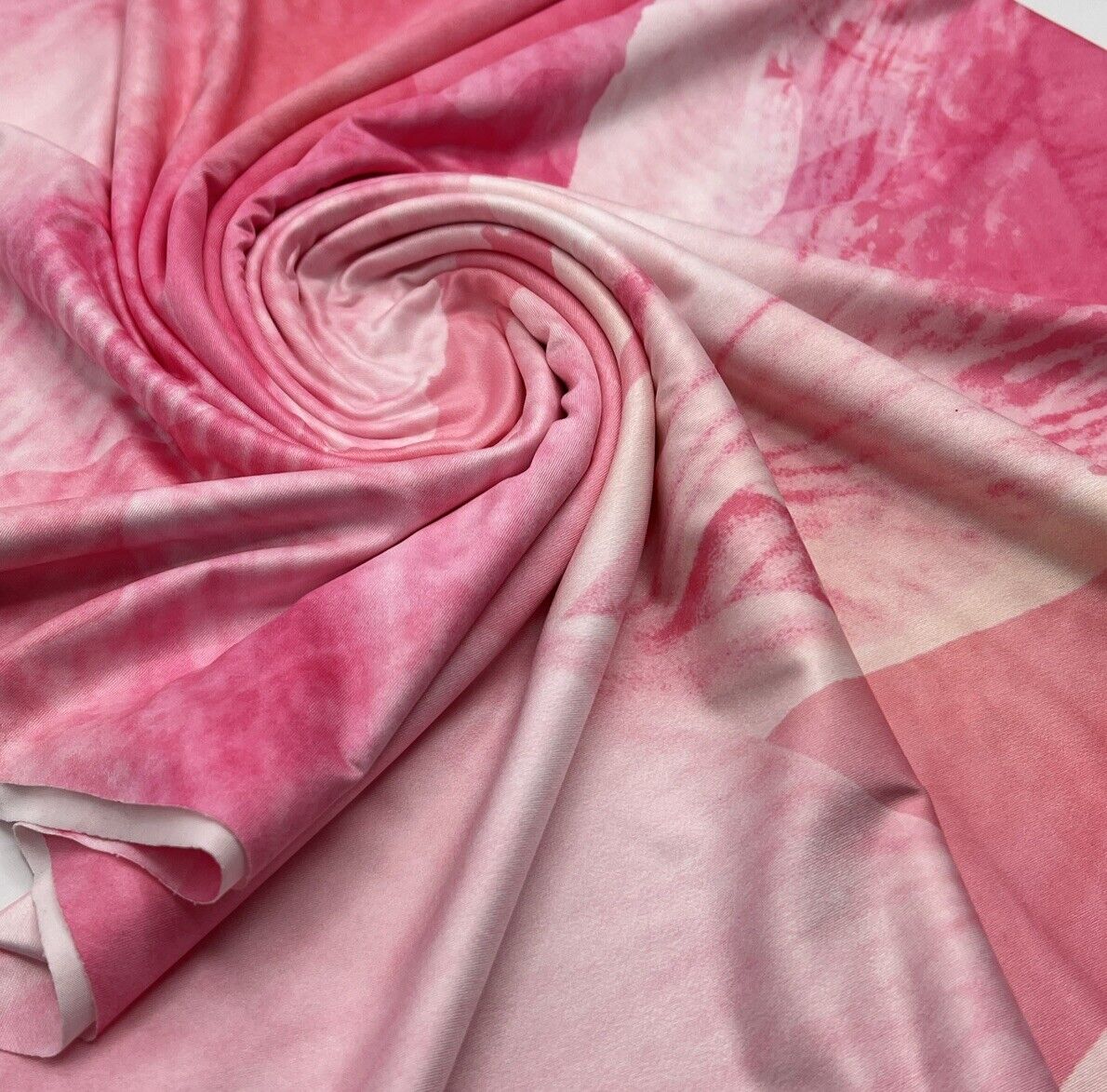 Pink White Print Soft Touch Stretch Fabric - T9 Fabrics