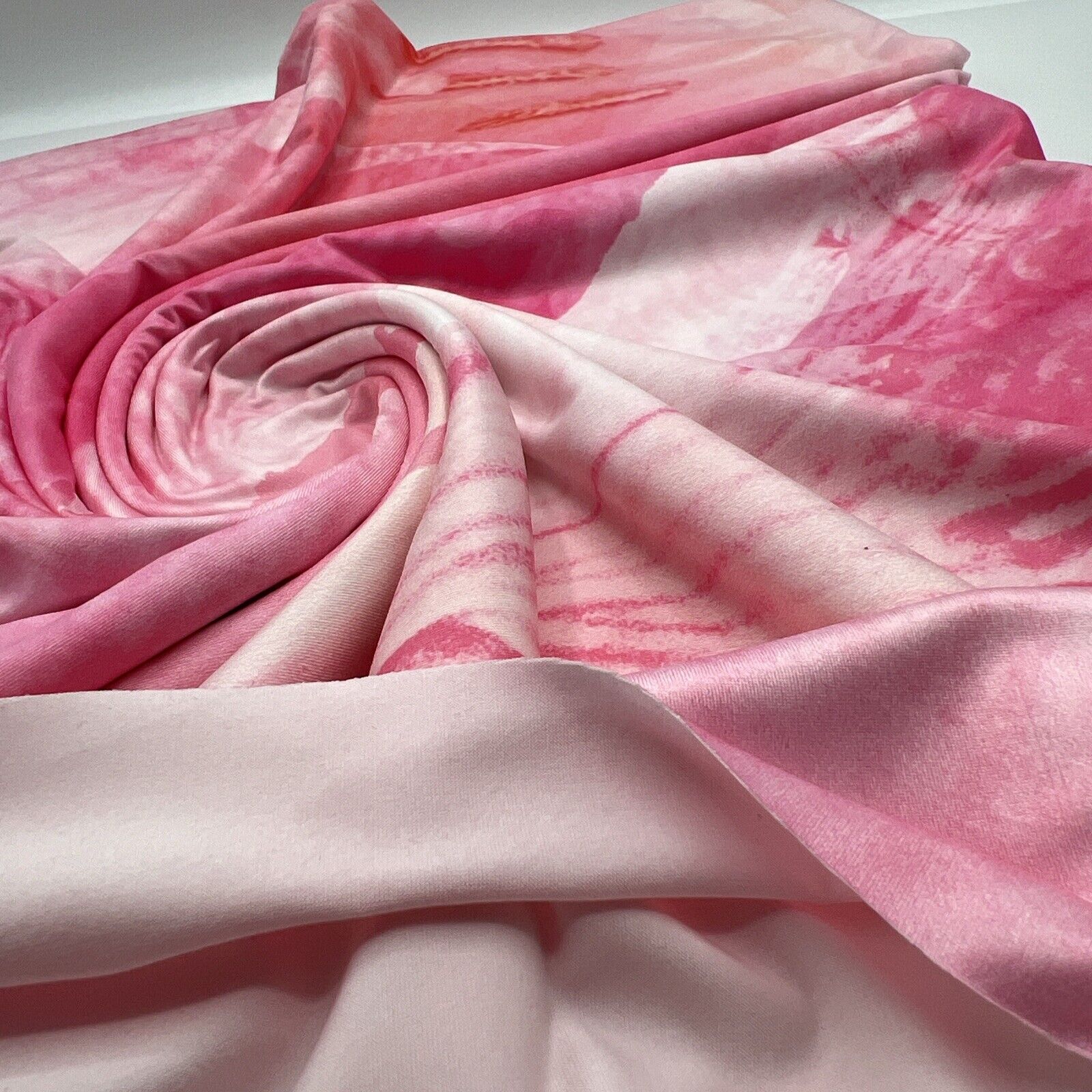 Pink White Print Soft Touch Stretch Fabric - T9 Fabrics