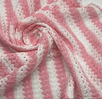 Pink White Stripe Knitted Stretch Fabric - T9 Fabrics