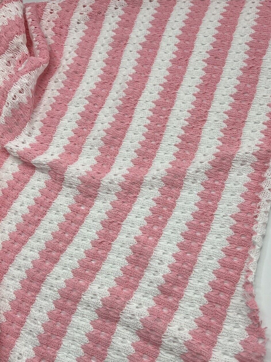 Pink White Stripe Knitted Stretch Fabric - T9 Fabrics