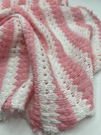 Pink White Stripe Knitted Stretch Fabric - T9 Fabrics