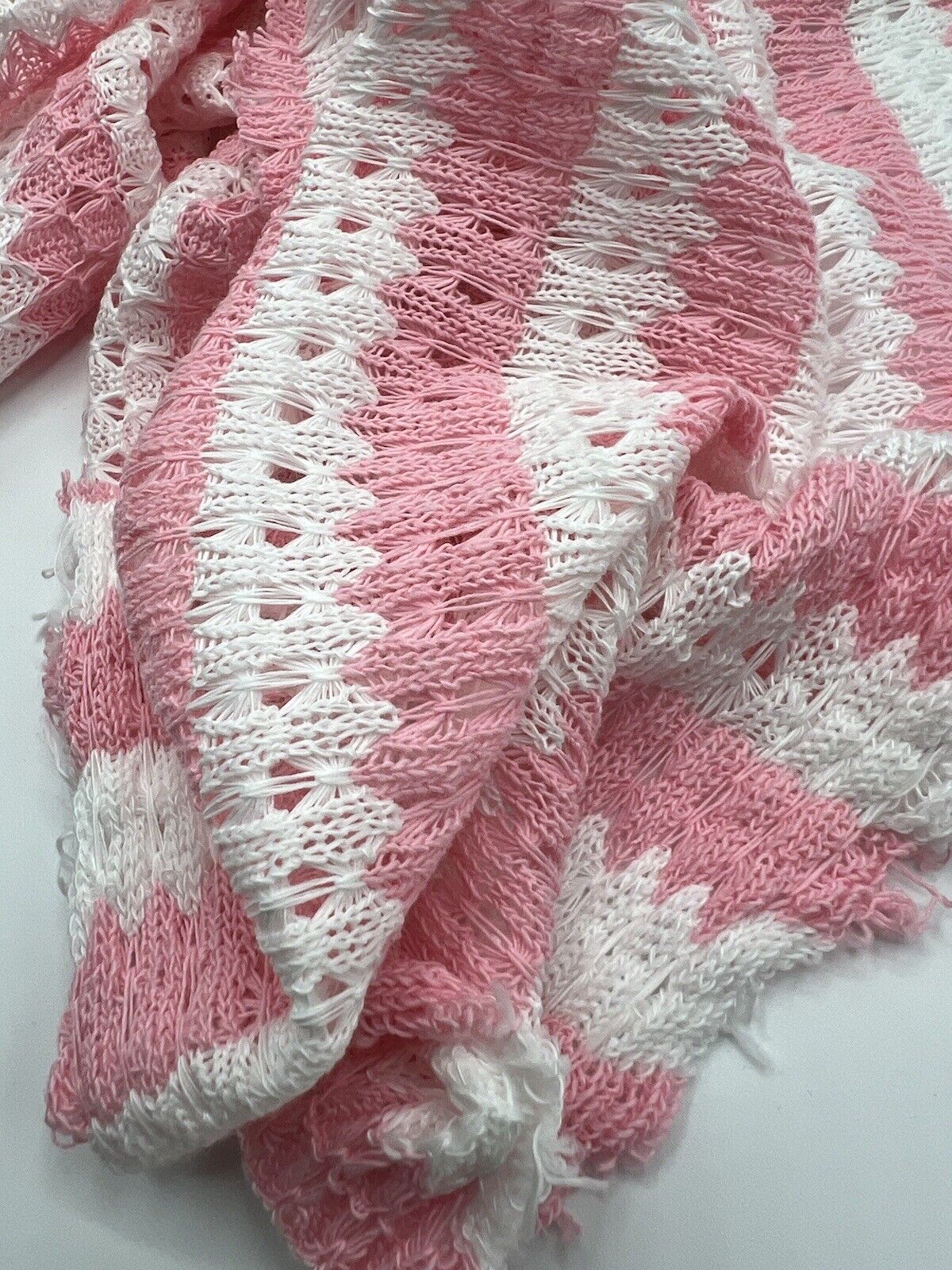 Pink White Stripe Knitted Stretch Fabric - T9 Fabrics