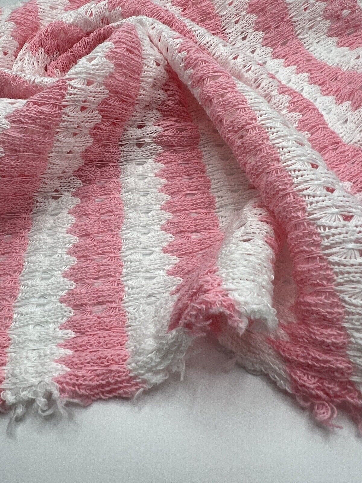 Pink White Stripe Knitted Stretch Fabric - T9 Fabrics