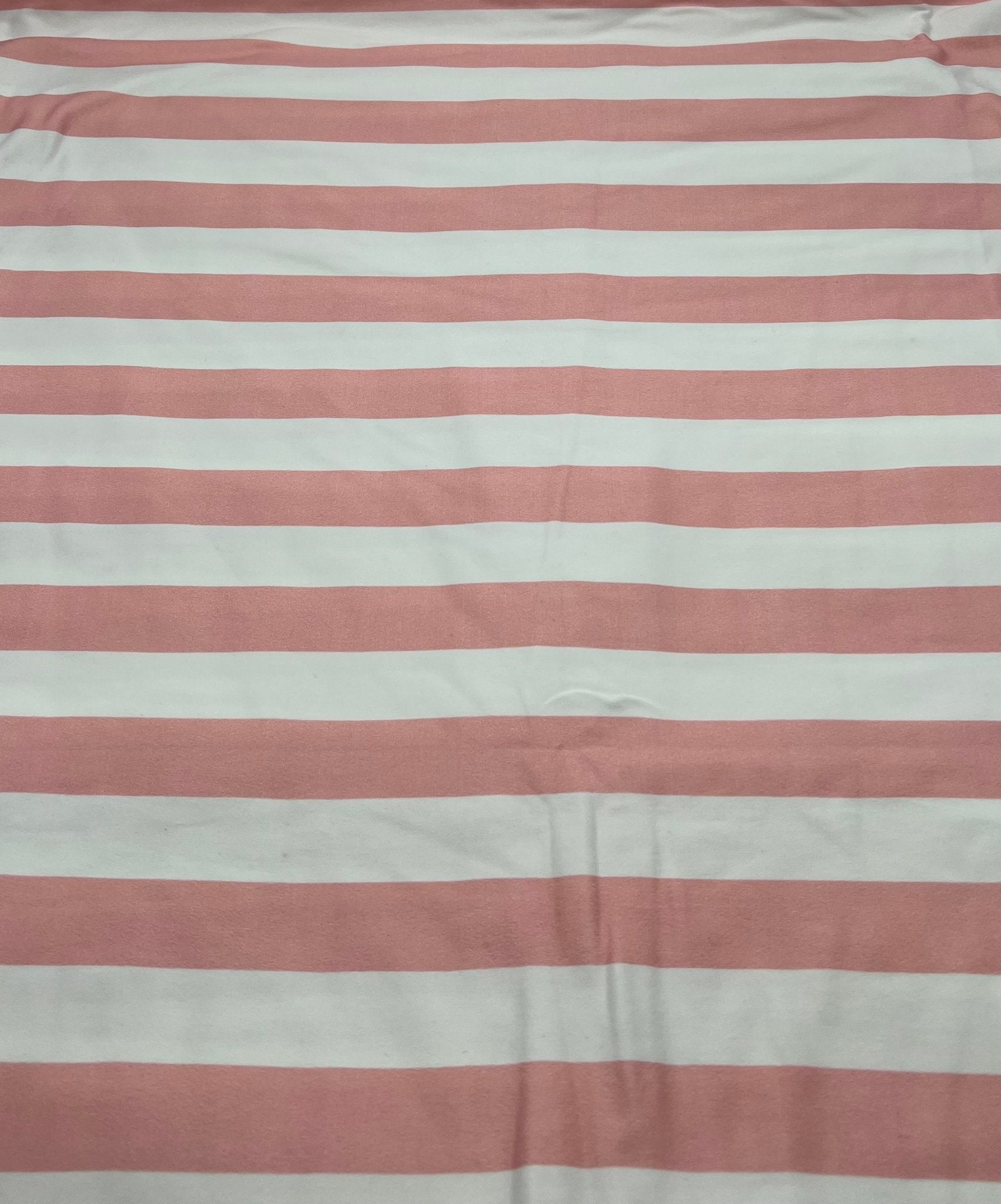 Pink White Stripe Super Soft Print Spun Poly Stretch Fabric - T9 Fabrics