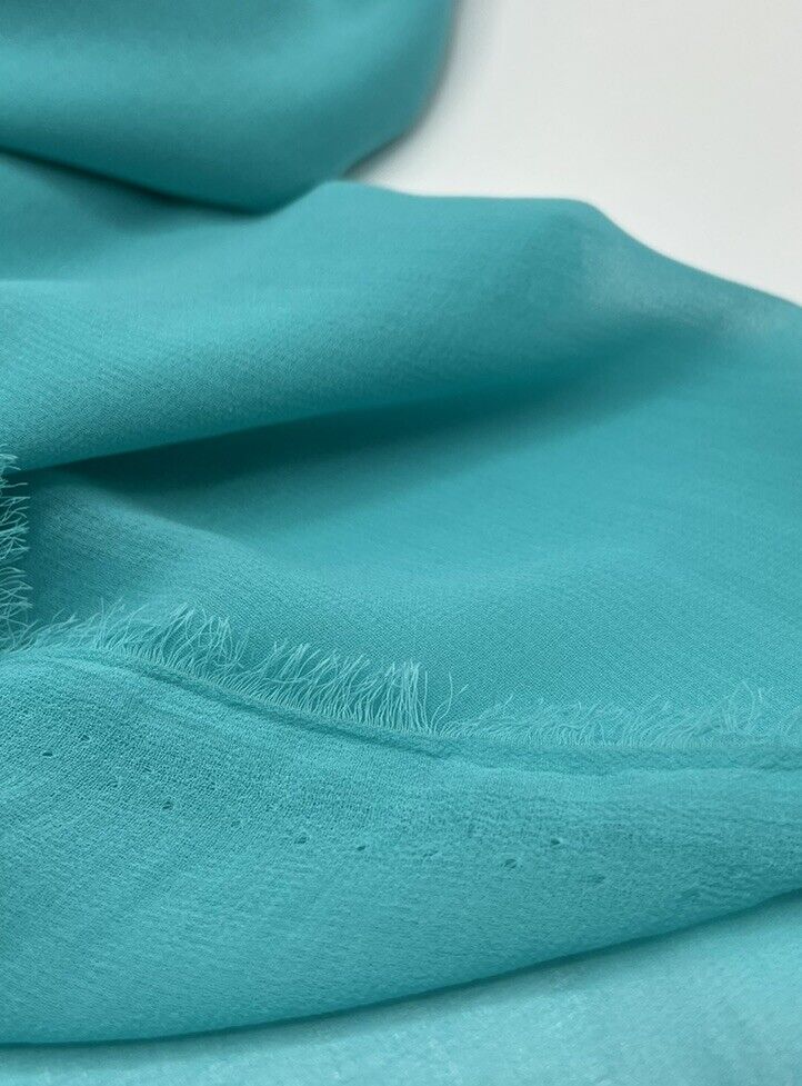 Plain Aqua Blue Chiffon Fabric - T9 Fabrics