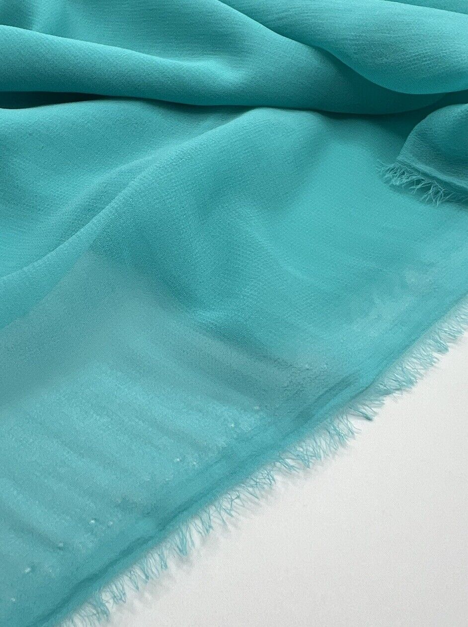 Plain Aqua Blue Chiffon Fabric - T9 Fabrics