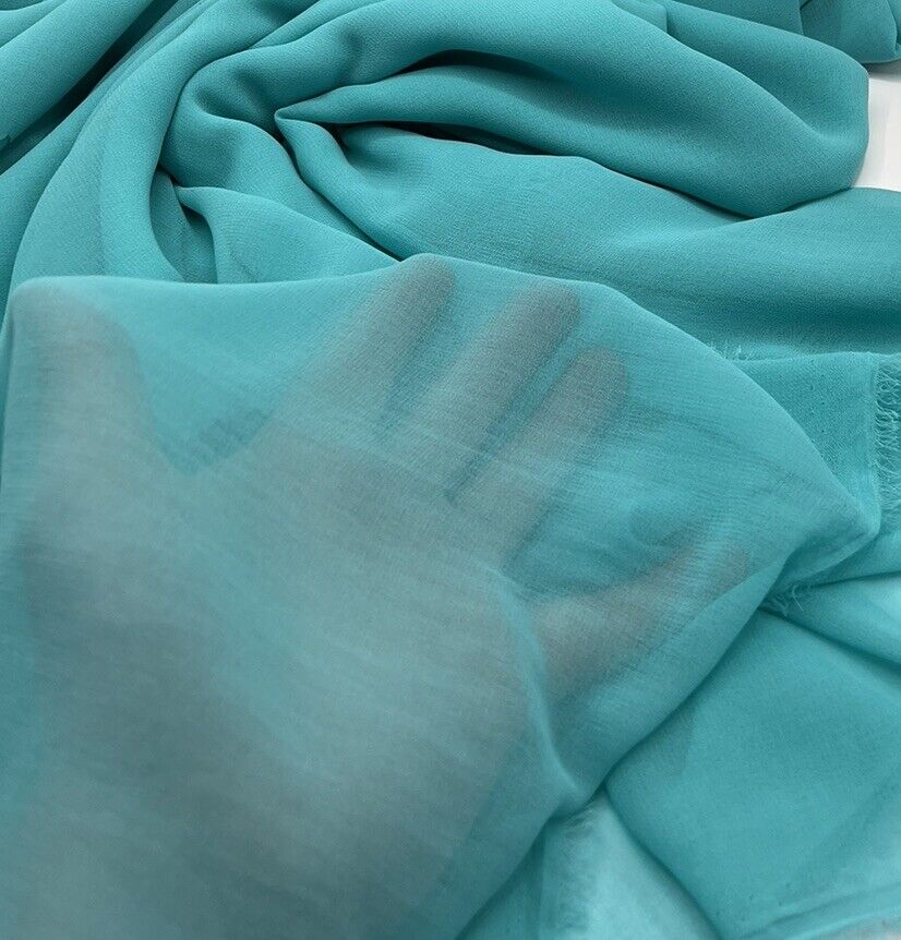 Plain Aqua Blue Chiffon Fabric - T9 Fabrics