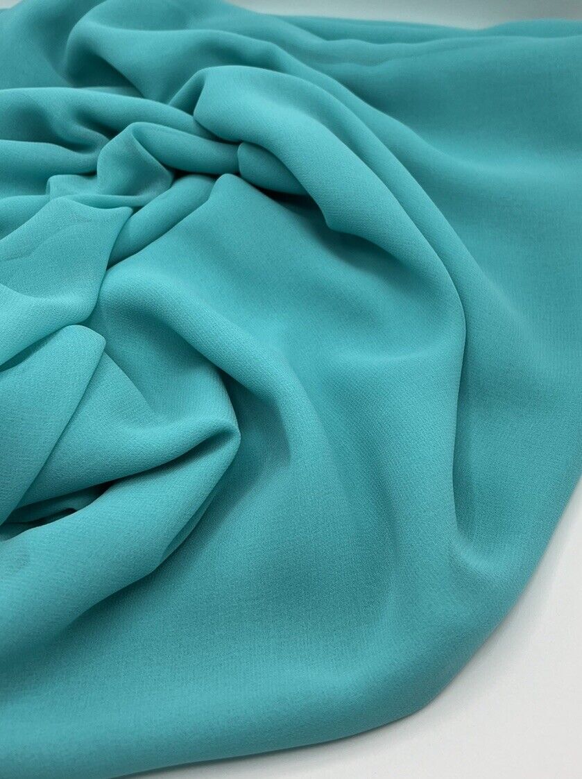 Plain Aqua Blue Chiffon Fabric - T9 Fabrics