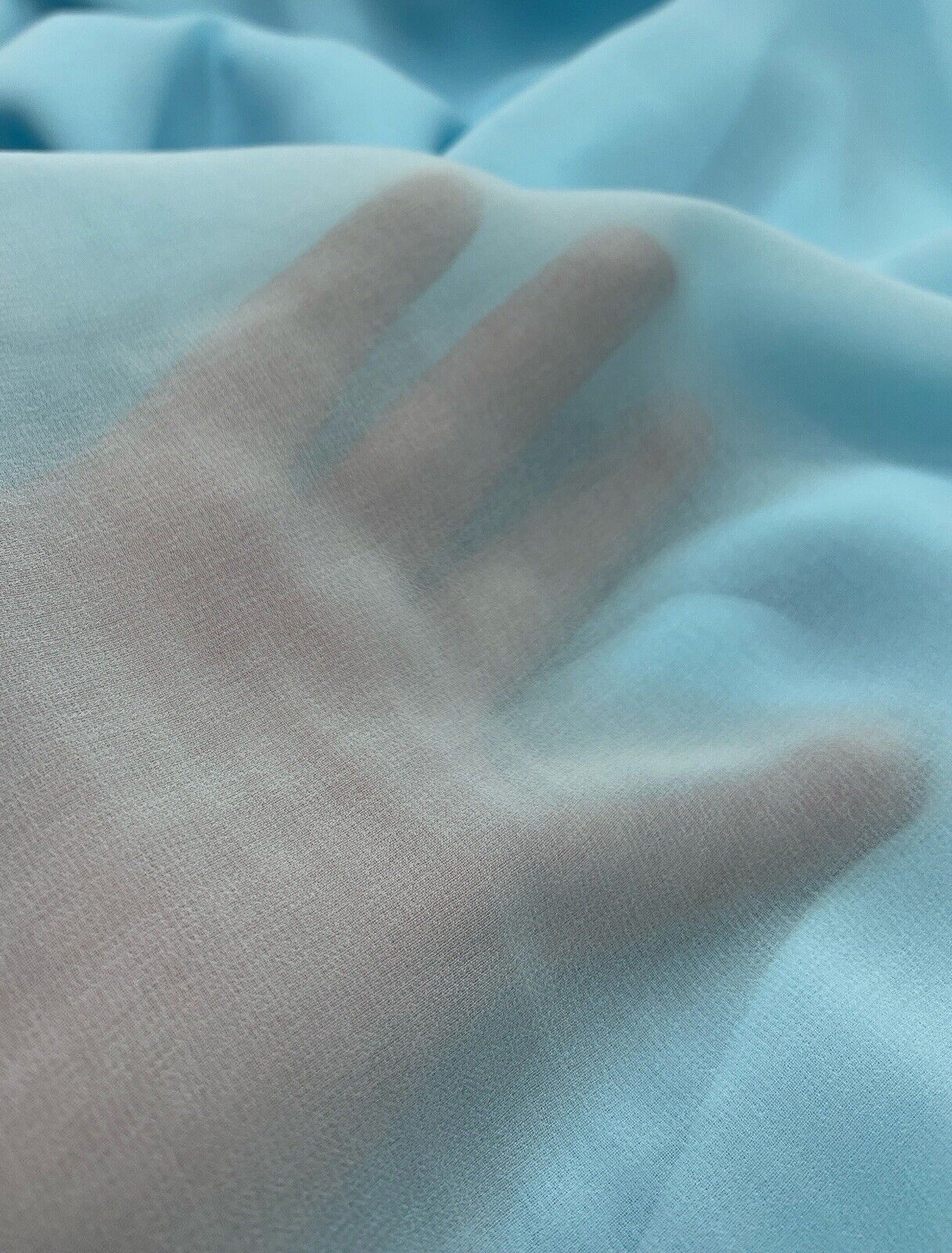 Plain Baby Blue Chiffon Fabric - T9 Fabrics