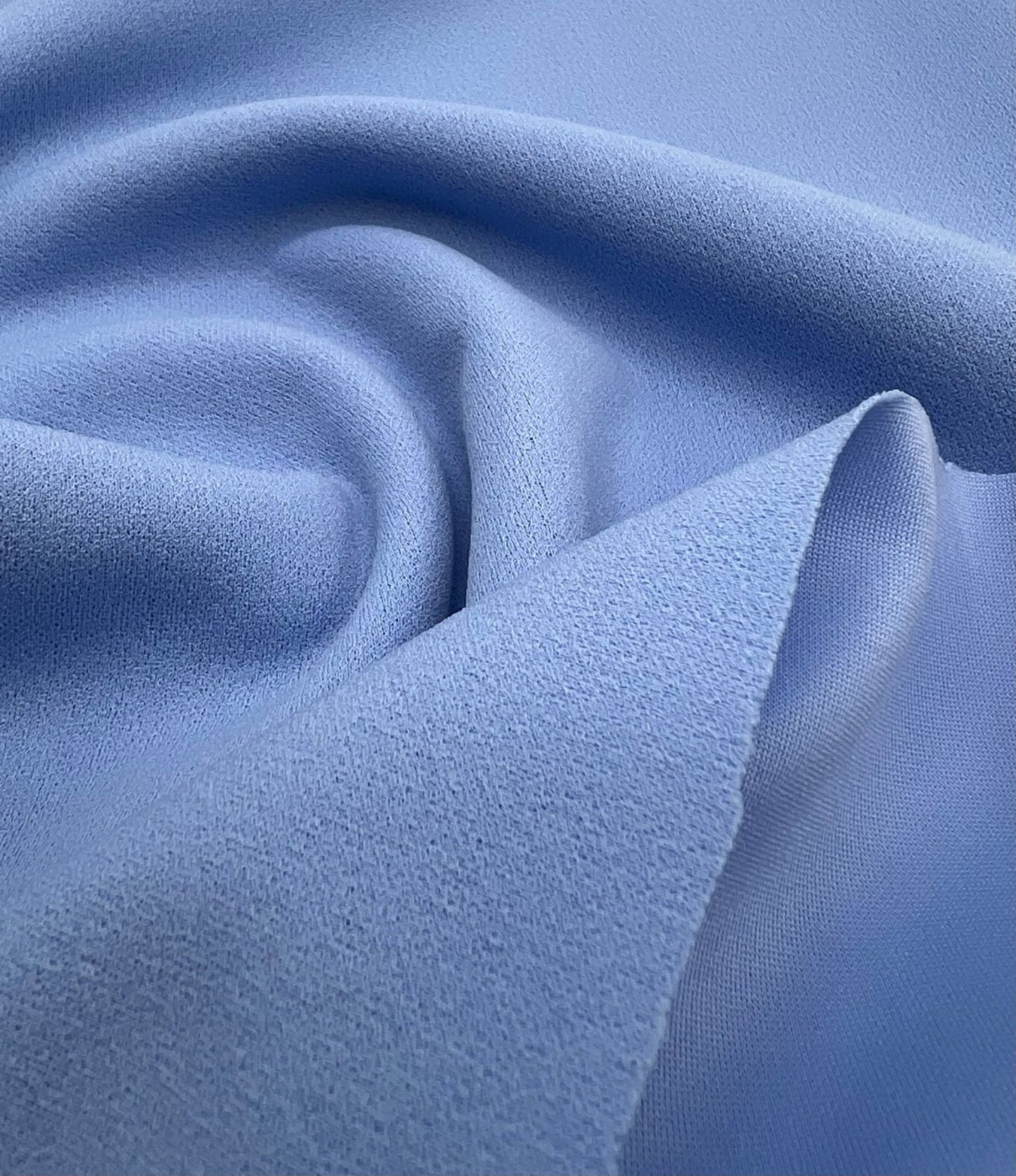 Plain Baby Blue Scuba Crepe Stretch Jersey Fabric 4 Way Stretch - T9 Fabrics