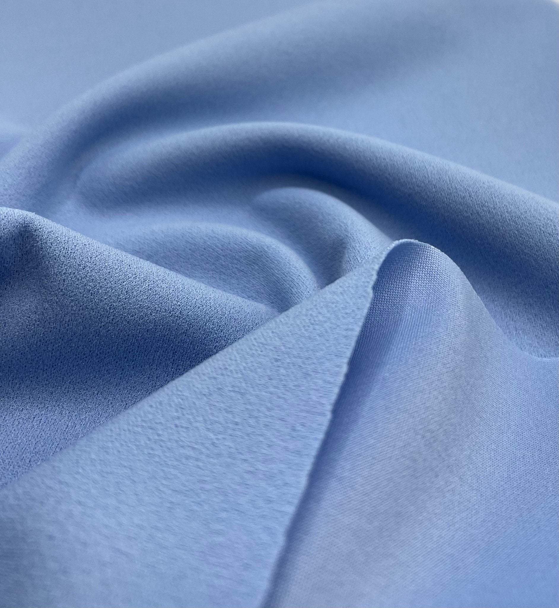Plain Baby Blue Scuba Crepe Stretch Jersey Fabric 4 Way Stretch - T9 Fabrics
