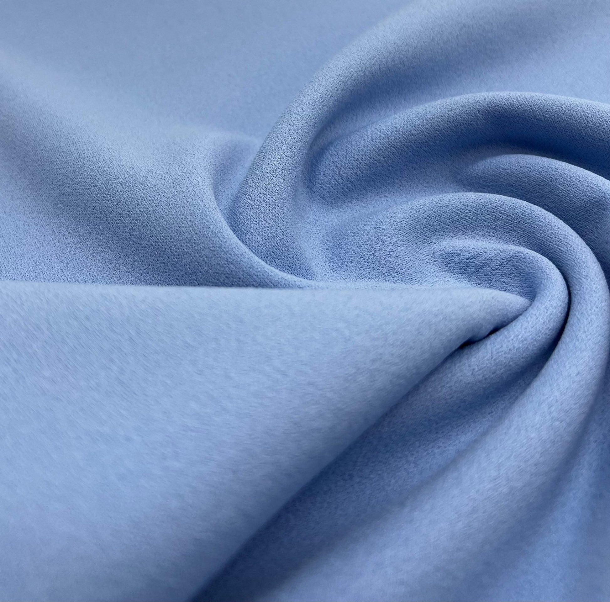 Plain Baby Blue Scuba Crepe Stretch Jersey Fabric 4 Way Stretch - T9 Fabrics