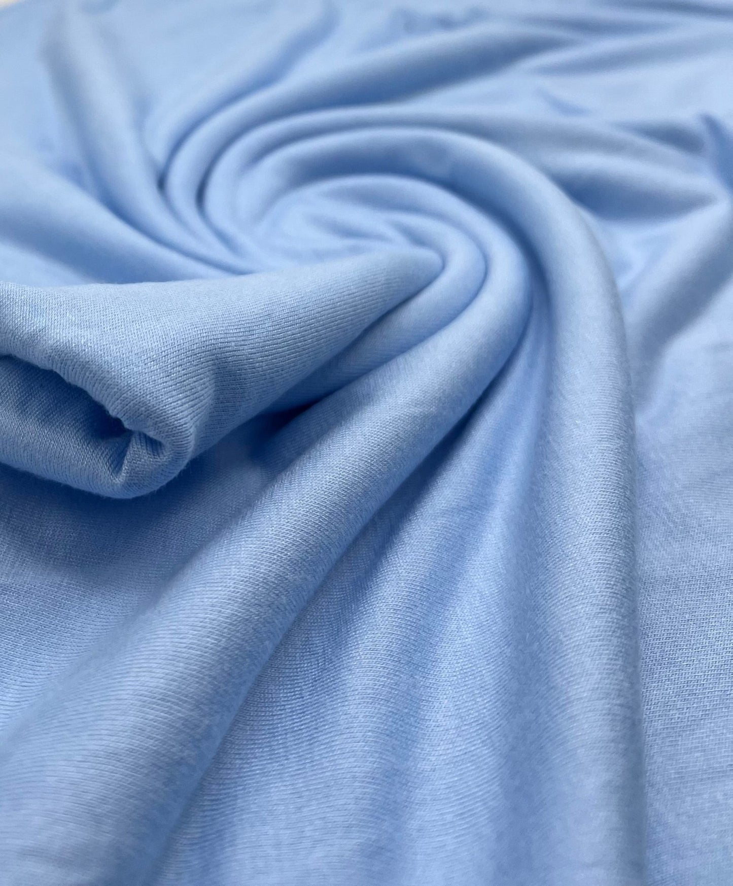 Plain Baby Blue Viscose Elastane Fabric 4 Way Stretch Jersey - T9 Fabrics