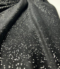 Plain Black Glitter Velour Fabric - T9 Fabrics