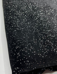 Plain Black Glitter Velour Fabric - T9 Fabrics