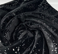 Plain Black Glitter Velour Fabric - T9 Fabrics