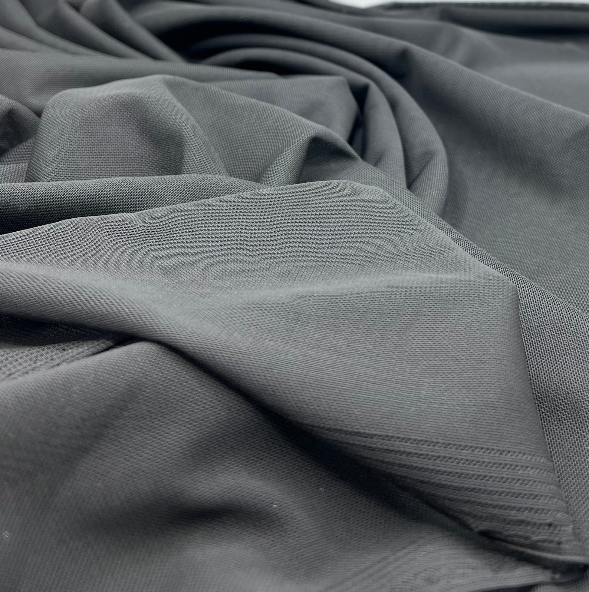 Plain Black Mesh Fabric Stretch - T9 Fabrics