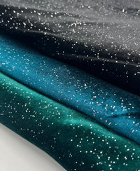 Plain Black Metallic Sparkle Glitter Velour Stretch Fabric - T9 Fabrics