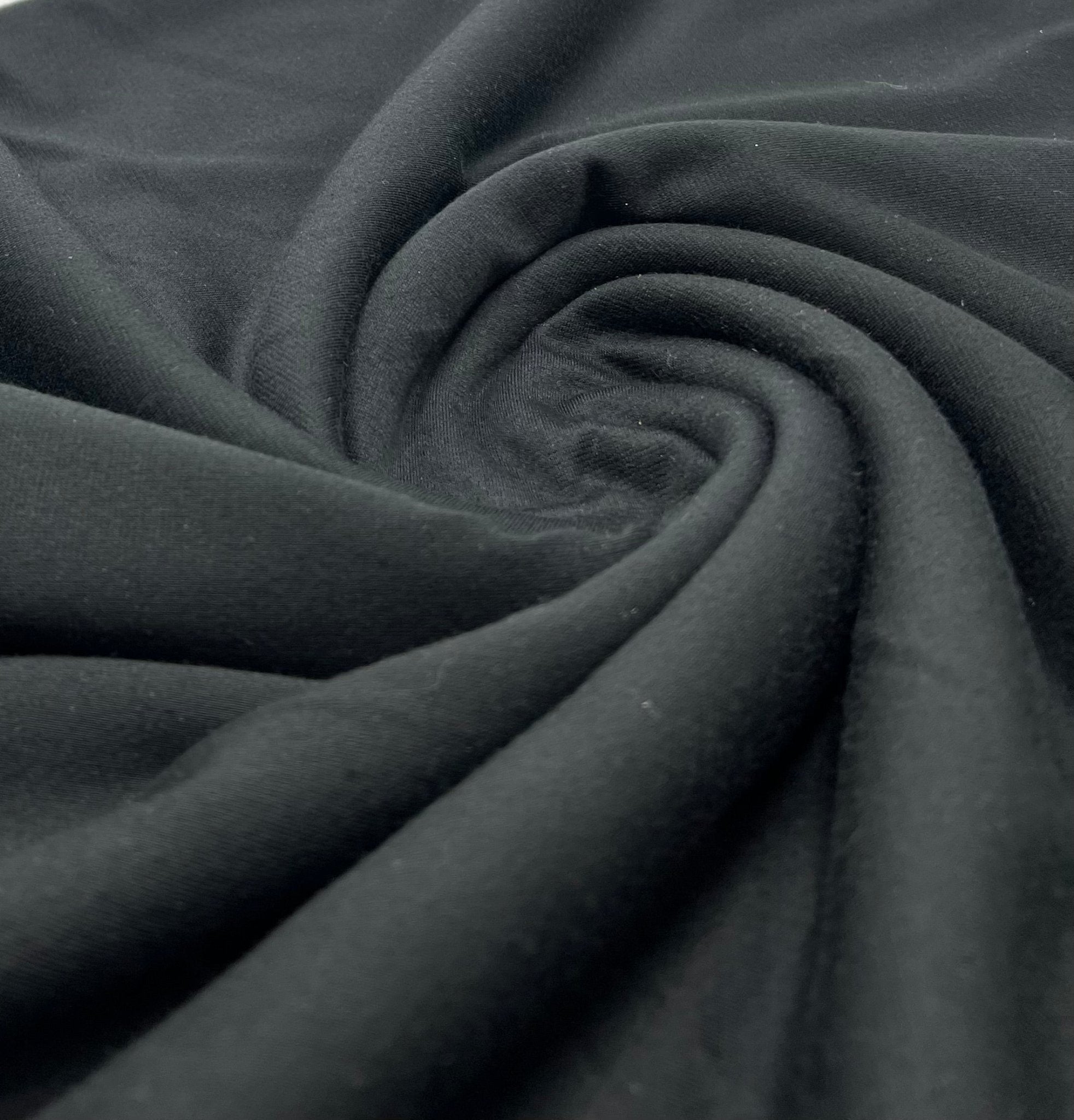 Plain Black Ponte 4 Way Stretch Fabric - T9 Fabrics