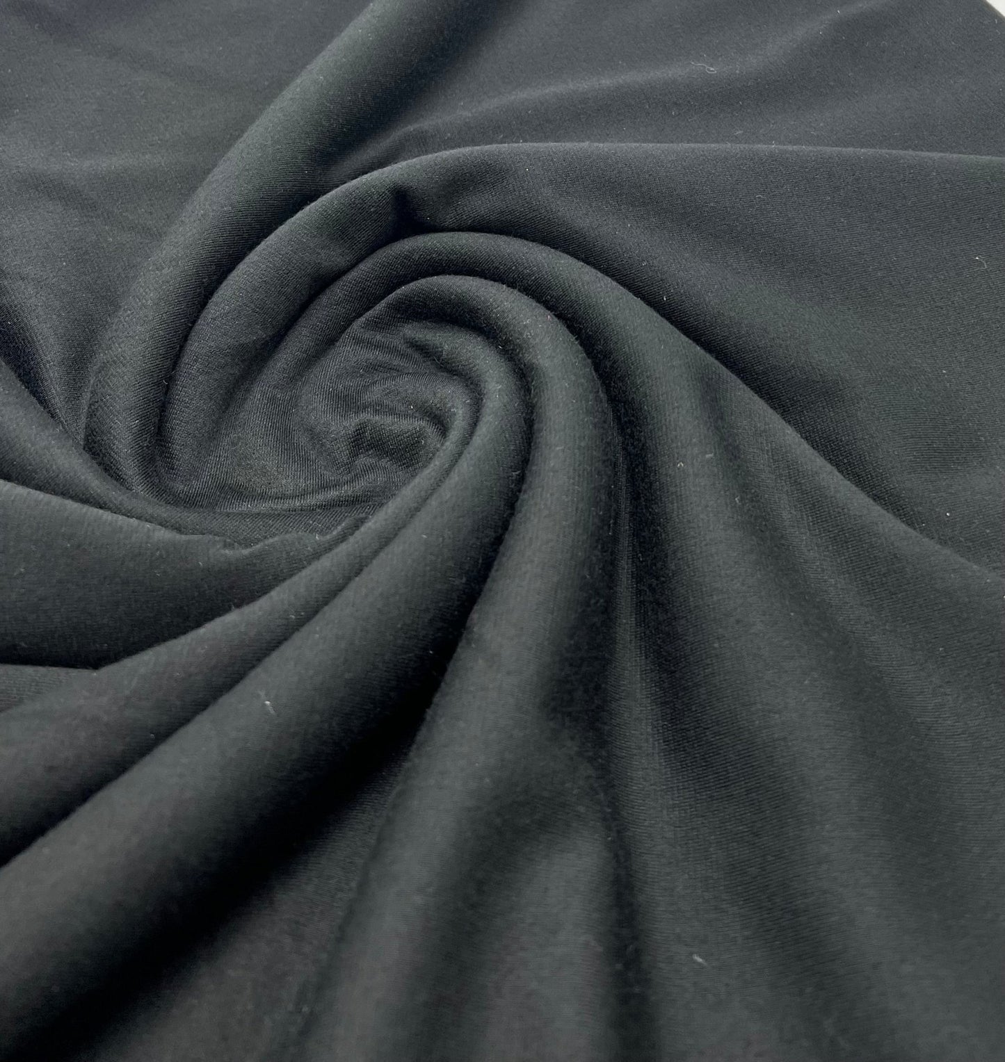 Plain Black Ponte 4 Way Stretch Fabric - T9 Fabrics