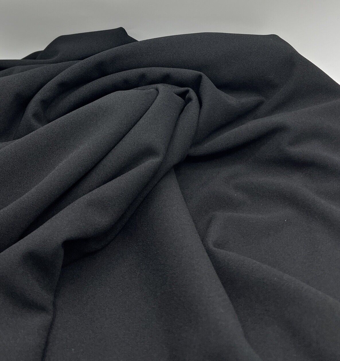 Plain Black Scuba Crepe Stretch Fabric 4 Way Stretch - T9 Fabrics