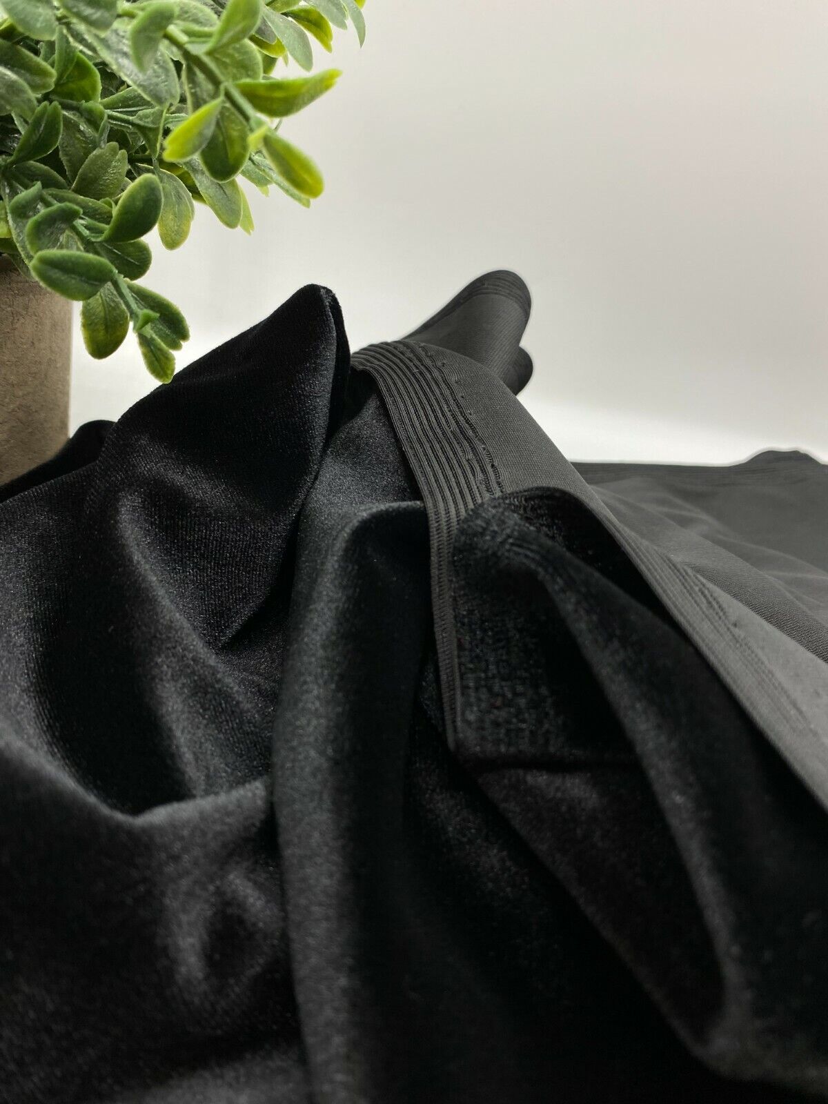 Plain Black Velour Fabric - T9 Fabrics