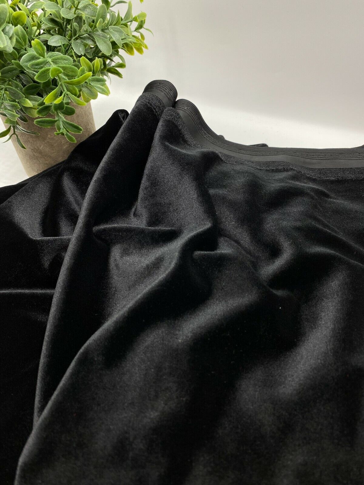 Plain Black Velour Fabric - T9 Fabrics