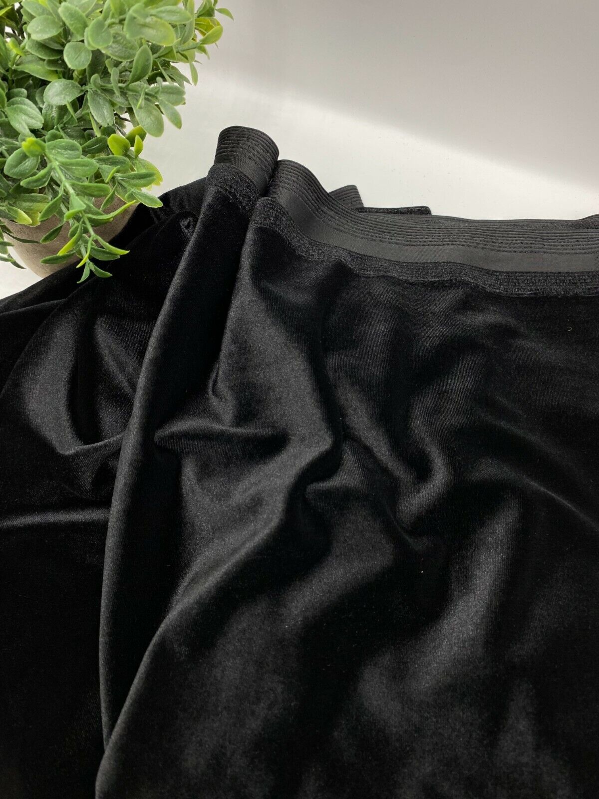 Plain Black Velour Fabric - T9 Fabrics