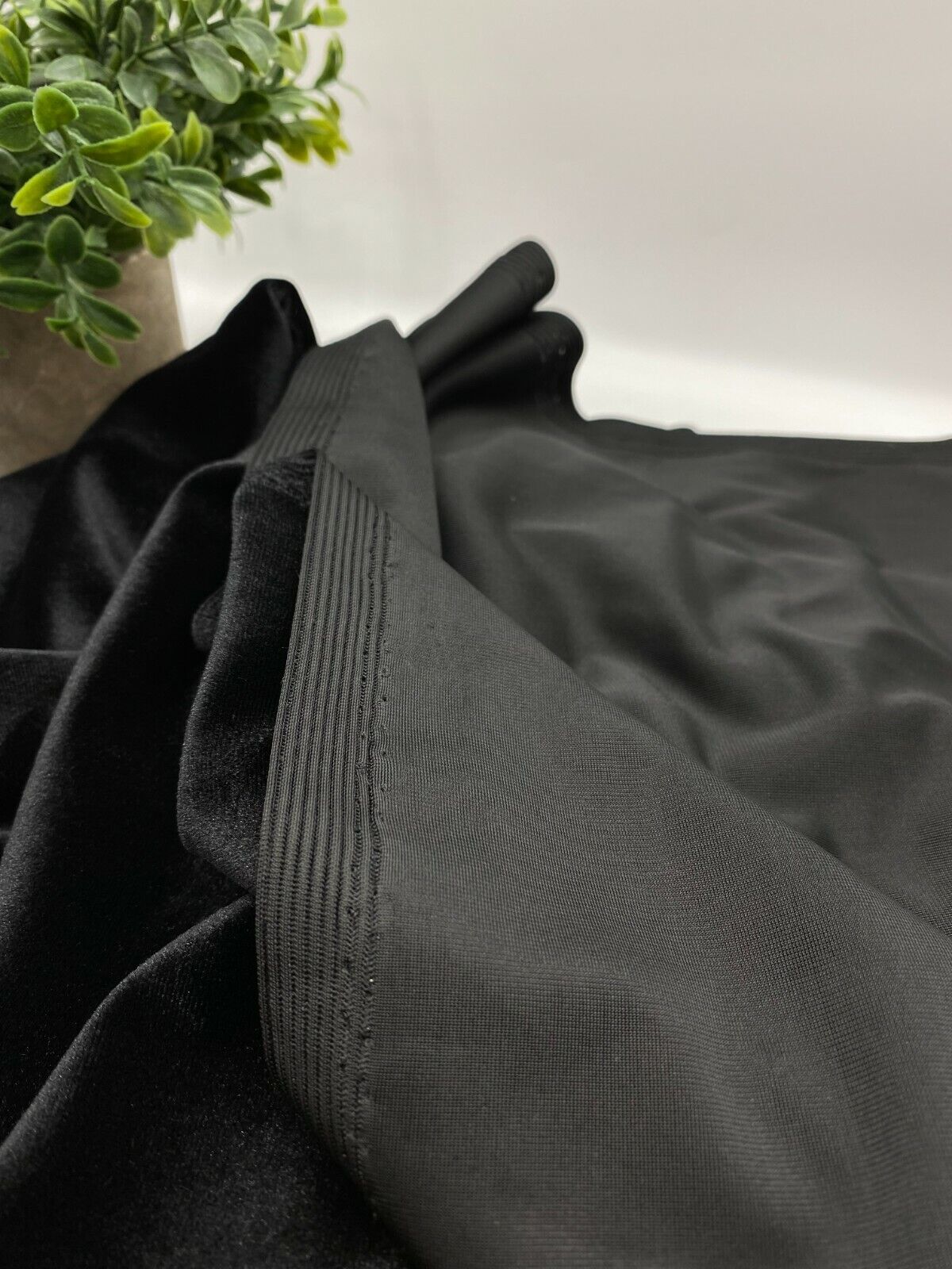 Plain Black Velour Fabric - T9 Fabrics