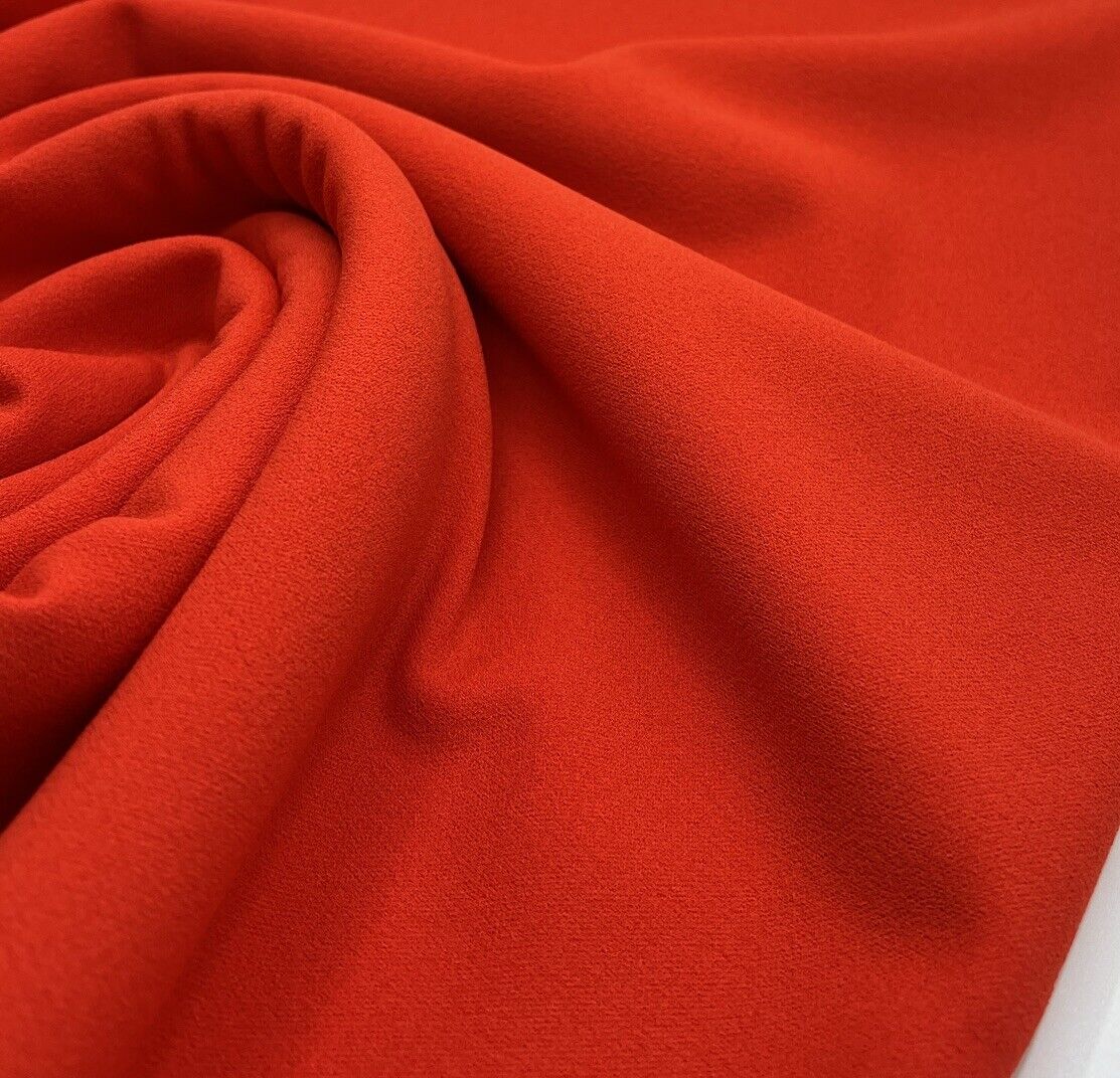 Plain Blood Orange Scuba Crepe Stretch Jersey Fabric 4 Way Stretch - T9 Fabrics