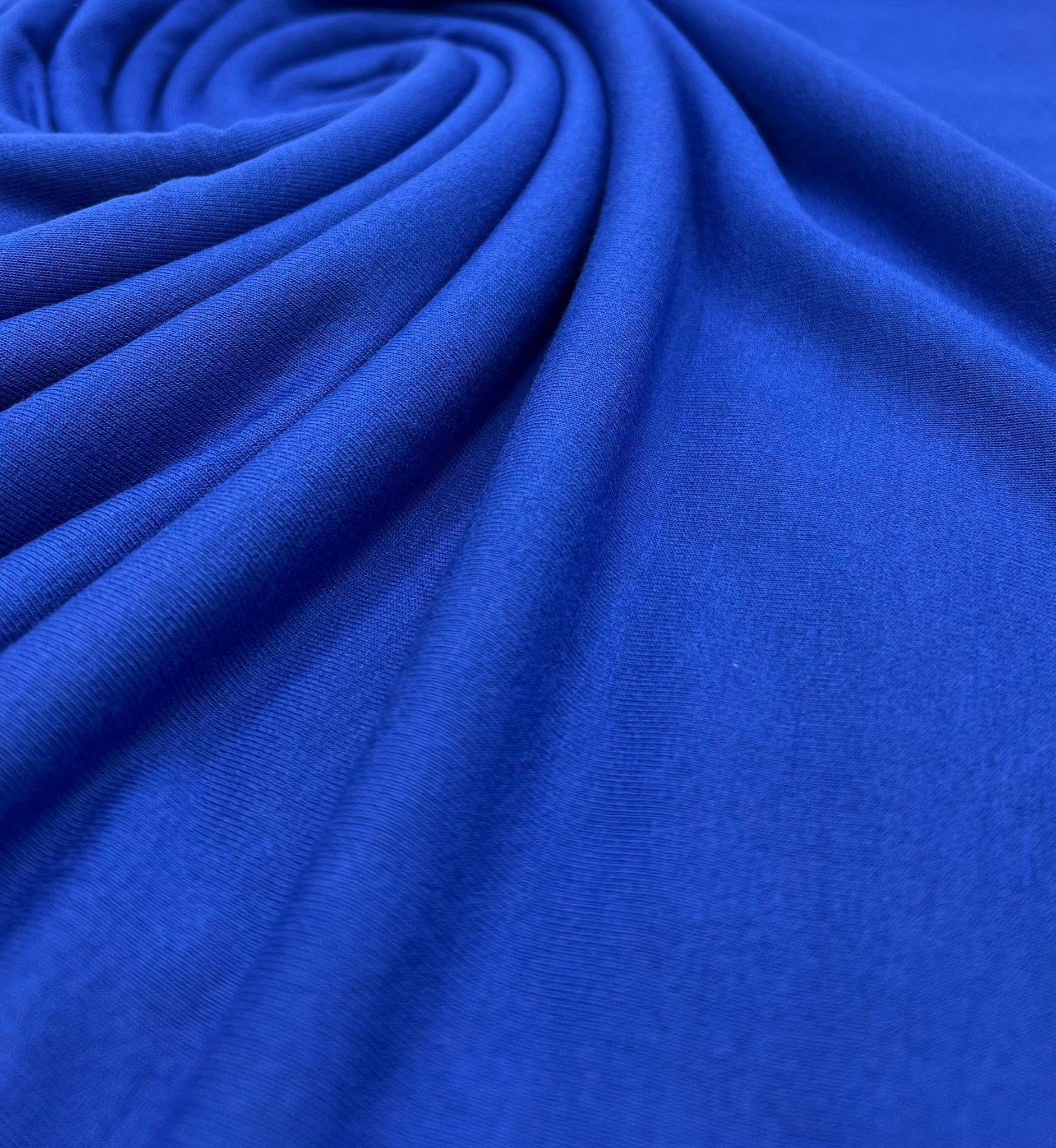 Plain Blue Viscose Elastane Fabric 4 Way Stretch Jersey - T9 Fabrics