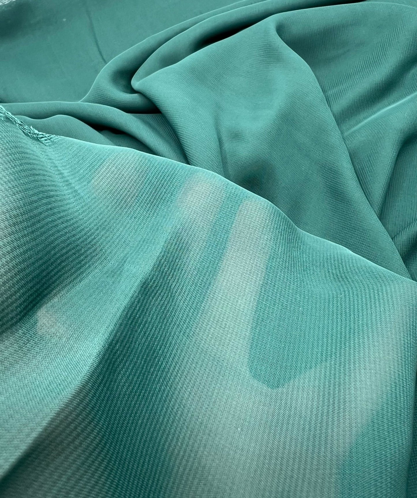 Plain Bottle Green Chiffon Sheer Dress Bridal Fabric - T9 Fabrics