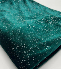 Plain Bottle Green Metallic Sparkle Glitter Velour Stretch Fabric - T9 Fabrics