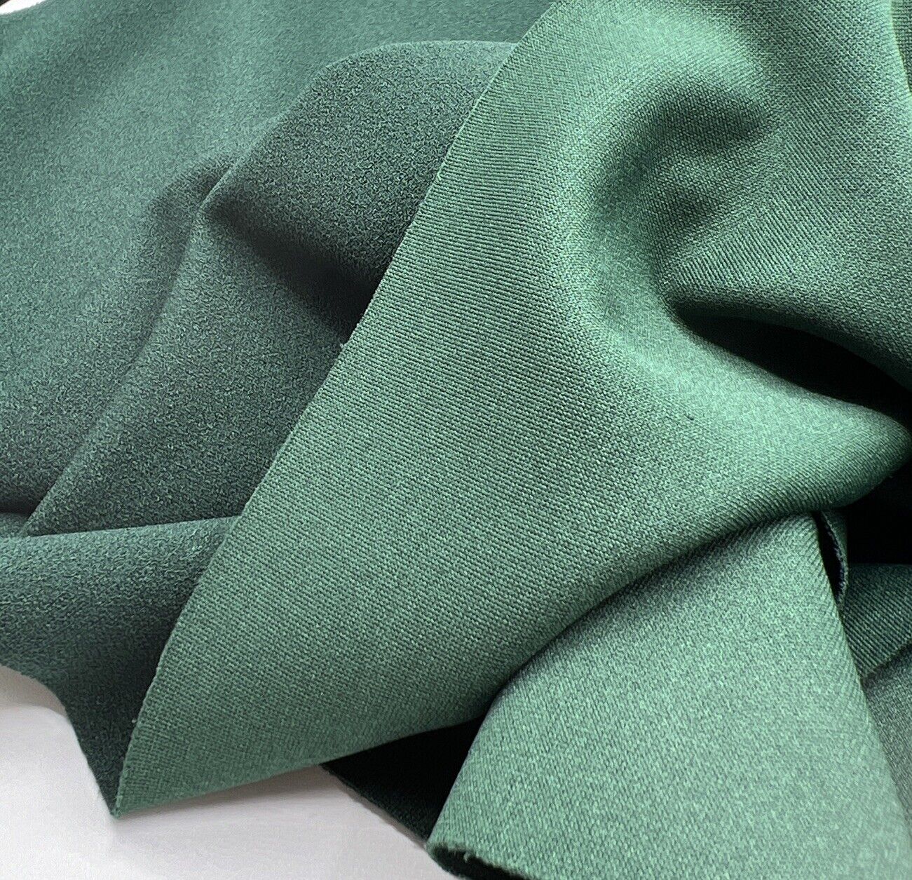 Plain Bottle Green Scuba Crepe Stretch Jersey Fabric 4 Way Stretch - T9 Fabrics