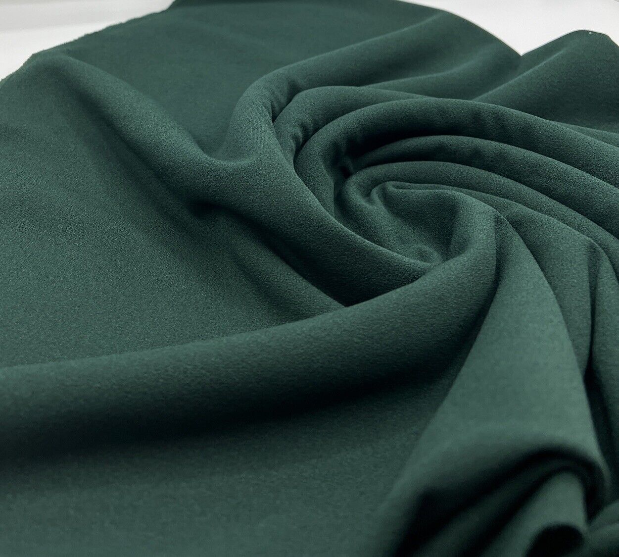 Plain Bottle Green Scuba Crepe Stretch Jersey Fabric 4 Way Stretch - T9 Fabrics