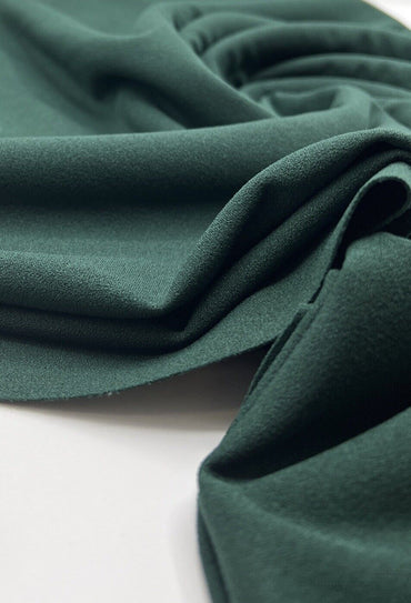 Plain Bottle Green Scuba Crepe Stretch Jersey Fabric 4 Way Stretch - T9 Fabrics