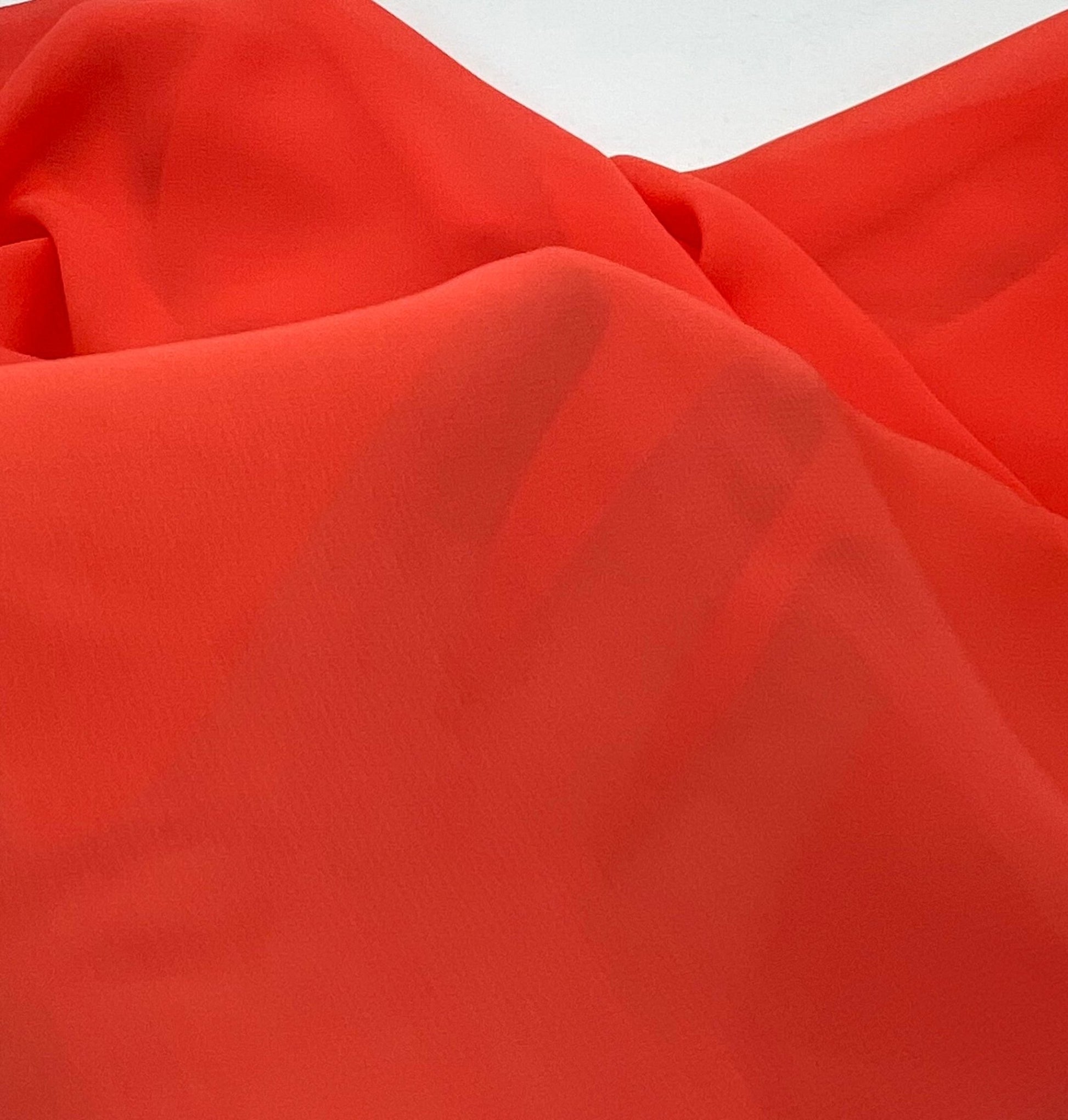 Plain Bright Coral Chiffon Sheer Dress Bridal Fabric - T9 Fabrics
