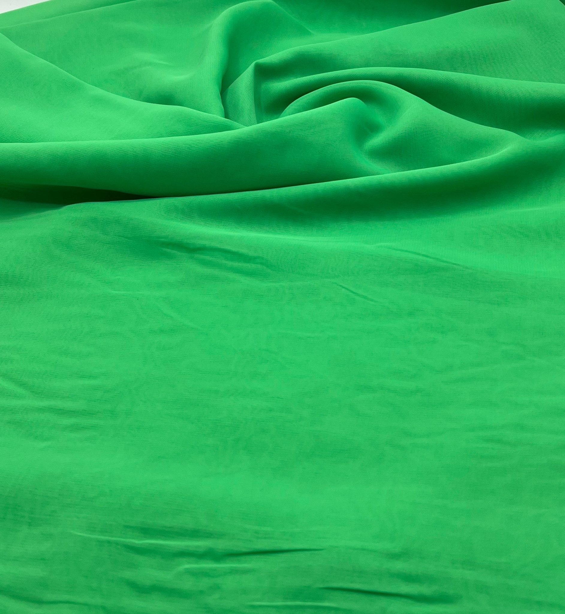 Plain Bright Green Chiffon Sheer Dress Bridal Fabric - T9 Fabrics