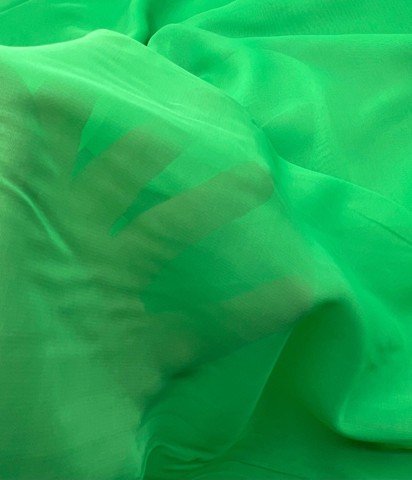 Plain Bright Green Chiffon Sheer Dress Bridal Fabric - T9 Fabrics