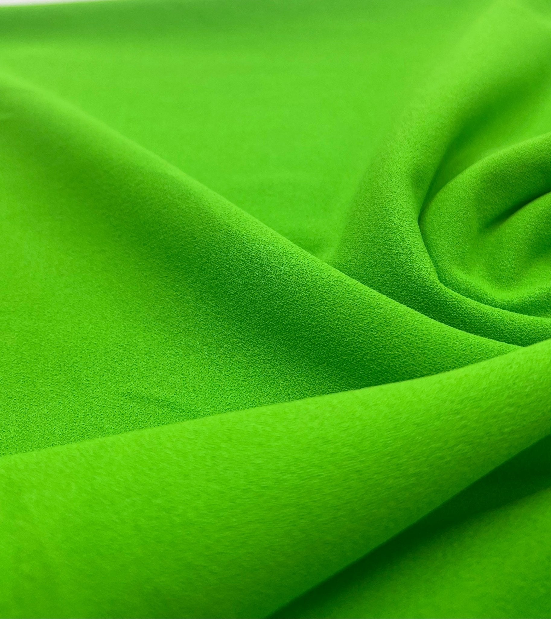 Plain Bright Green Scuba Crepe Stretch Jersey Fabric 4 Way Stretch - T9 Fabrics