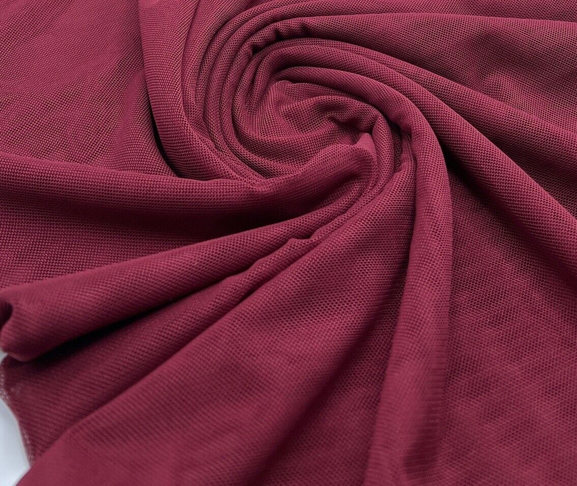 Plain Burgundy Mesh Fabric Stretch - T9 Fabrics