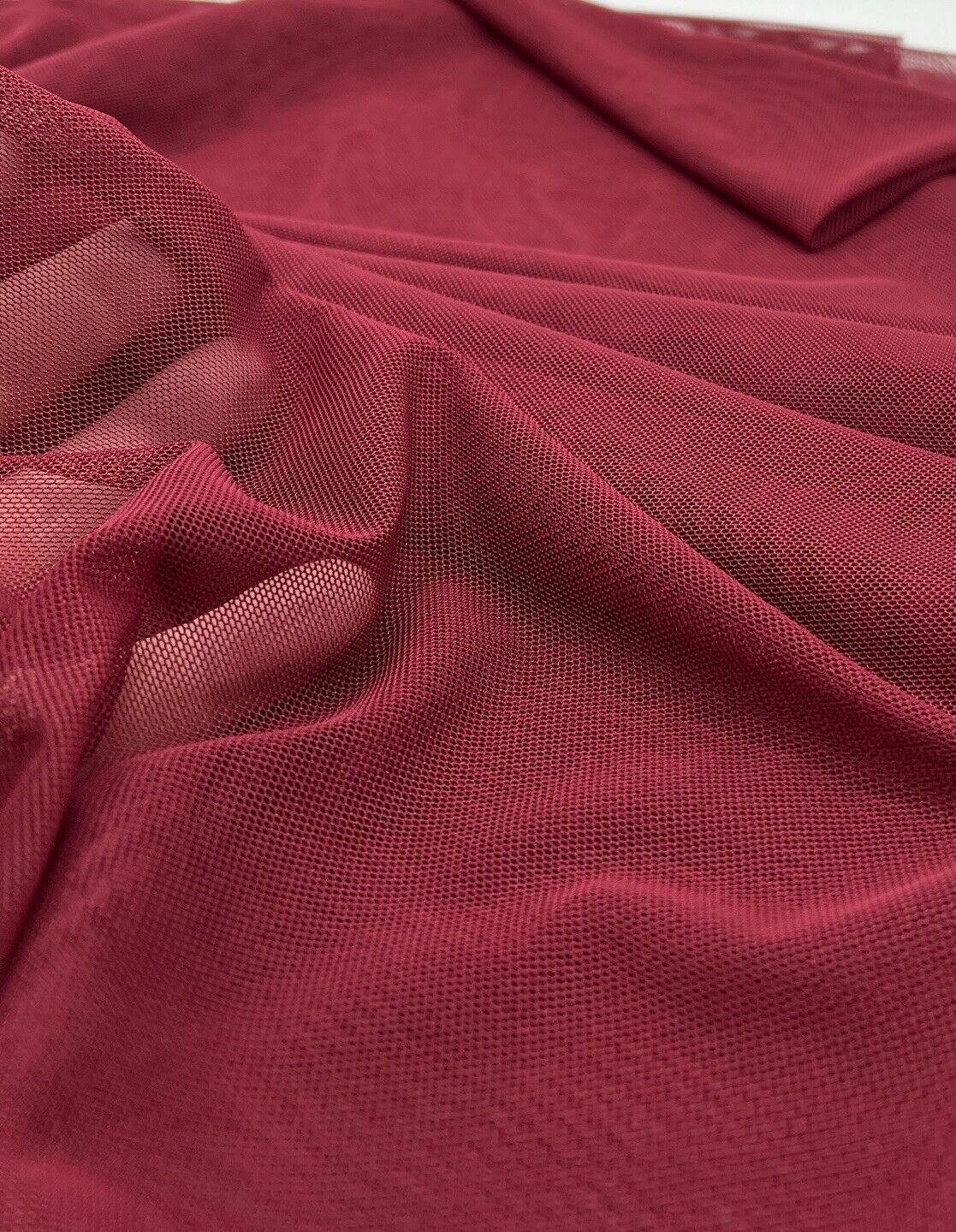 Plain Burgundy Mesh Fabric Stretch - T9 Fabrics