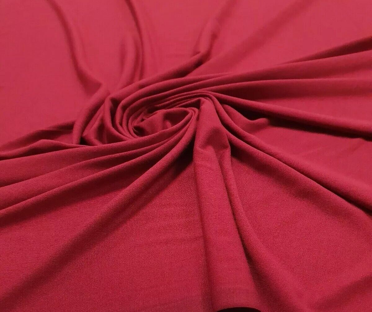 Plain Burgundy Viscose Elastane Fabric 4 Way Stretch Jersey - T9 Fabrics