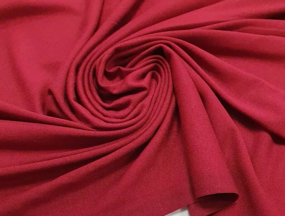 Plain Burgundy Viscose Elastane Fabric 4 Way Stretch Jersey - T9 Fabrics