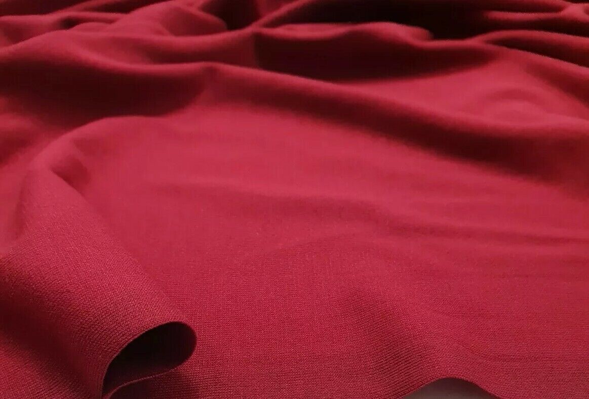 Plain Burgundy Viscose Elastane Fabric 4 Way Stretch Jersey - T9 Fabrics